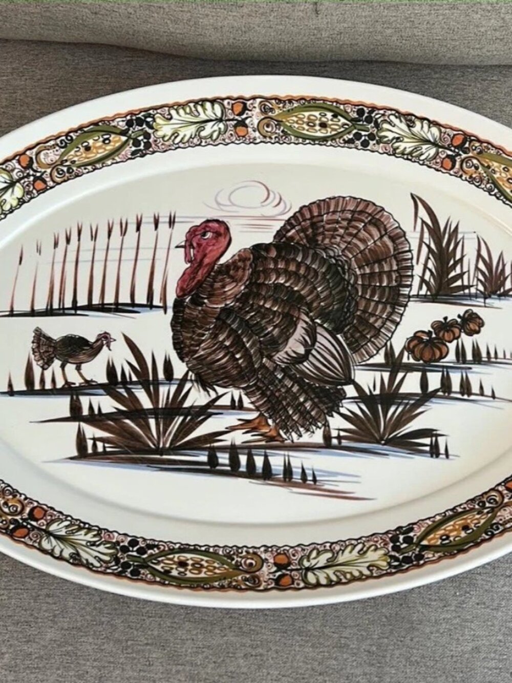 Vintage Turkey Melamine Large Platter 21x15 inches